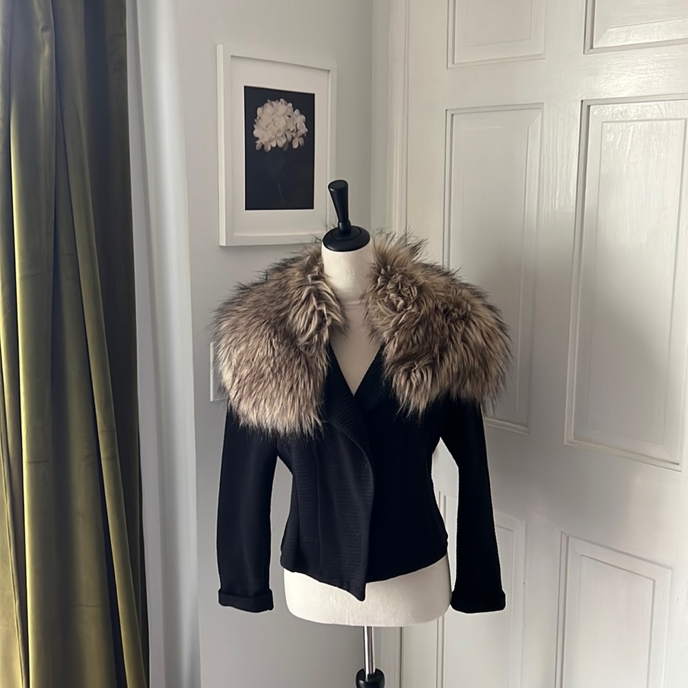 Anthropologie cardigan with faux fur collar